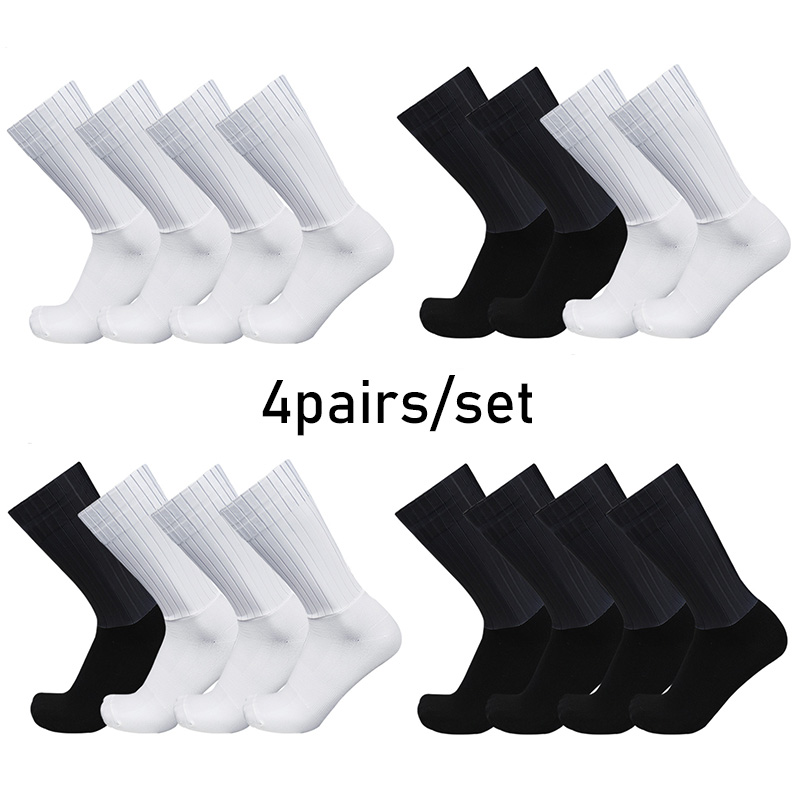Ykyw Cycling Gear - Socks 4pairs/set Aero Pure Color Cycling