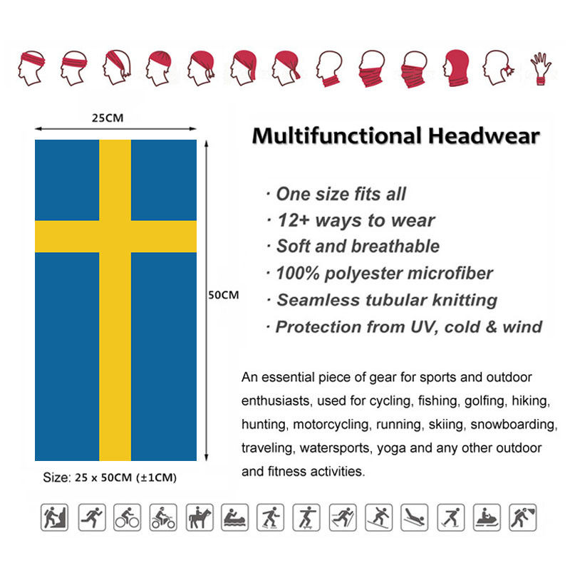 Sweden Flag Printed Bandana He - Cycling Gear Women recension och pris